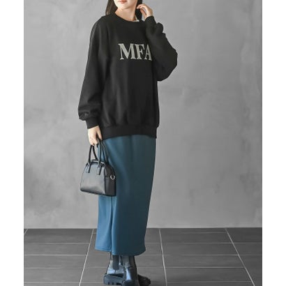 裏毛プリント コクーンプルオーバー （ネイビー）｜詳細画像