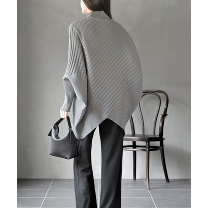タートルドルマンコクーンリブニットチュニック （グレージュ）｜詳細画像