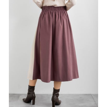 アールピーエス rps 合皮バックル付きシフォンプリーツ切替スカート （ブラック）｜詳細画像