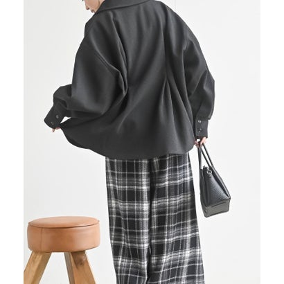 カットフェイクウールウエストタックコート （ブラック）｜詳細画像