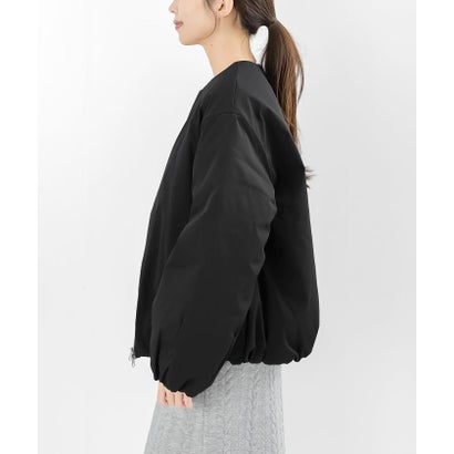 ノーカラー中綿ブルゾン （チャコールグレー）｜詳細画像