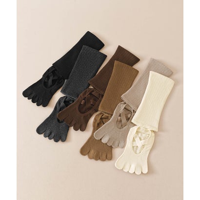 オシャレボ OSYAREVO 【ネット限定】ヨガ ピラティス ソックス 靴下 5本指 レッグウォーマー付き yoga （オフホワイト）｜詳細画像