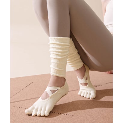 オシャレボ OSYAREVO 【ネット限定】ヨガ ピラティス ソックス 靴下 5本指 レッグウォーマー付き yoga （オフホワイト）｜詳細画像