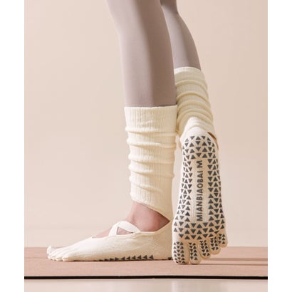 オシャレボ OSYAREVO 【ネット限定】ヨガ ピラティス ソックス 靴下 5本指 レッグウォーマー付き yoga （オフホワイト）｜詳細画像