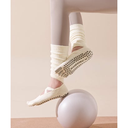 オシャレボ OSYAREVO 【ネット限定】ヨガ ピラティス ソックス 靴下 5本指 レッグウォーマー付き yoga （オフホワイト）｜詳細画像