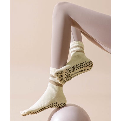 オシャレボ OSYAREVO 【ネット限定】ヨガ ピラティス ソックス 靴下 5本指 2本ライン yoga （オフホワイト）｜詳細画像