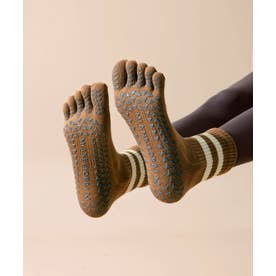 【ネット限定】ヨガ ピラティス ソックス 靴下 5本指 アンクレット yoga （キャメル）