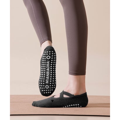 オシャレボ OSYAREVO 【ネット限定】ヨガ ピラティス ソックス 靴下 5本指 リブ スリークォーター yoga （チャコールグレー）｜詳細画像