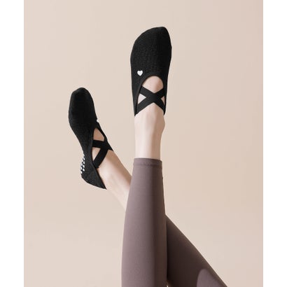 オシャレボ OSYAREVO 【ネット限定】ヨガ ピラティス ソックス 靴下 5本指 リブ スリークォーター yoga （ブラック）｜詳細画像
