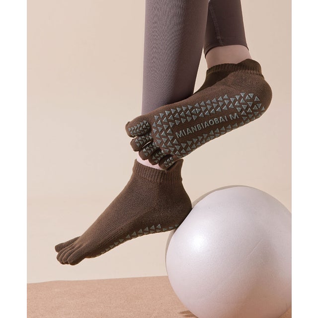 【ネット限定】ヨガ ピラティス ソックス 靴下 くるぶし クロスバンド yoga （ブラウン）