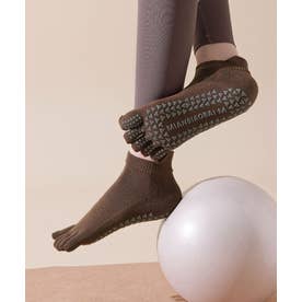 【ネット限定】ヨガ ピラティス ソックス 靴下 くるぶし クロスバンド yoga （ブラウン）