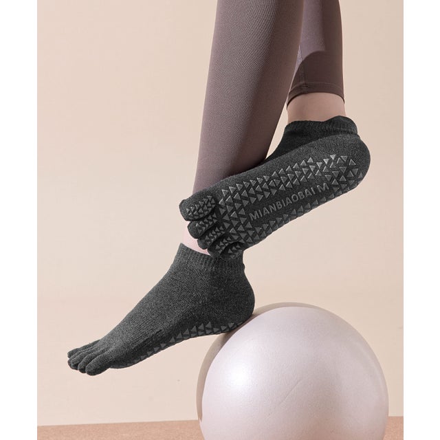【ネット限定】ヨガ ピラティス ソックス 靴下 くるぶし クロスバンド yoga （チャコールグレー）