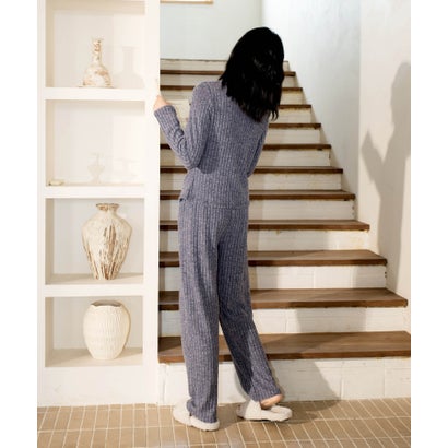 オシャレボ OSYAREVO 【ネット限定】ルームウェア セットアップ ニット カーディガン カップ付き ロングパンツ セット （ブルー）｜詳細画像