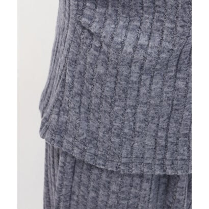 【ネット限定】ルームウェア セットアップ ニット カーディガン カップ付き ロングパンツ セット （ブルー）｜詳細画像