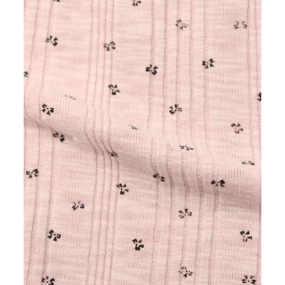 【ネット限定】ルームウェア セットアップ リブ カーディガン カップ付き ロングパンツ セット （ピンク×リボン柄）｜詳細画像