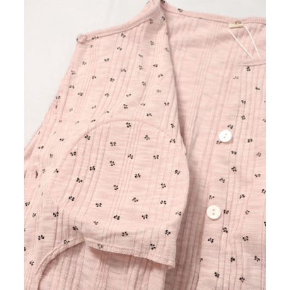 【ネット限定】ルームウェア セットアップ リブ カーディガン カップ付き ロングパンツ セット （ピンク×リボン柄）｜詳細画像