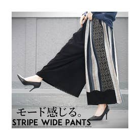 モード感じるSTRIPE パンツ （ブラック）