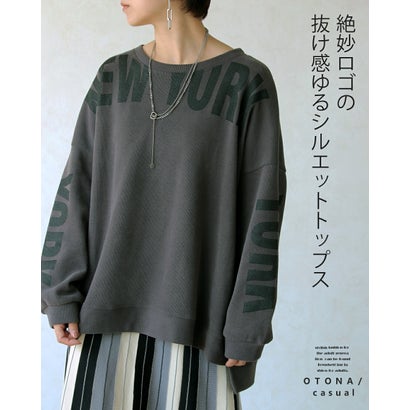 絶妙ロゴの抜け感ゆるシルエットトップス （グレー）｜詳細画像