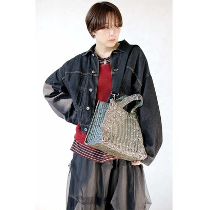 大人の装いに、柄をひとさじ。バンダナ柄 2WAYバッグ  （カーキ）｜詳細画像