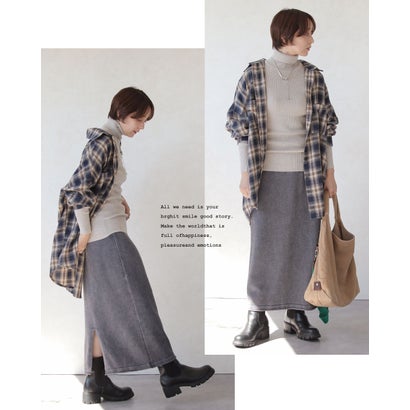 リラクシーで上品。大人の洗練ニットスカート （グレー）｜詳細画像