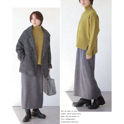 リラクシーで上品。大人の洗練ニットスカート （グレー）｜詳細画像