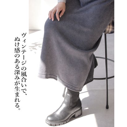 リラクシーで上品。大人の洗練ニットスカート （グレー）｜詳細画像