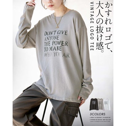 オトナ OTONA Tシャツ かすれロゴで、大人の抜け感。ヴィンテージロゴT （カーキ）｜詳細画像