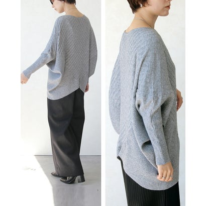 オトナ OTONA トップス ニット 美シルエットニット。着るだけで最強体型カバー 長袖 ドルマン ボートネック ゆったり （グレー）｜詳細画像