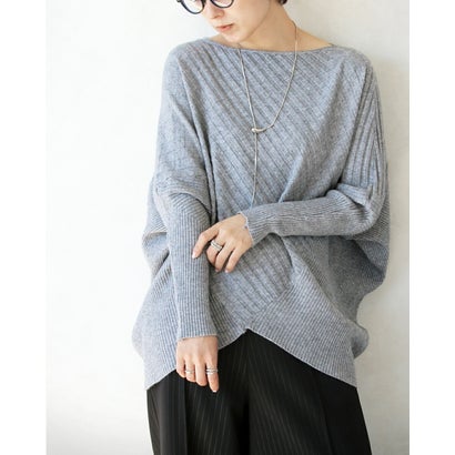 オトナ OTONA トップス ニット 美シルエットニット。着るだけで最強体型カバー 長袖 ドルマン ボートネック ゆったり （グレー）｜詳細画像