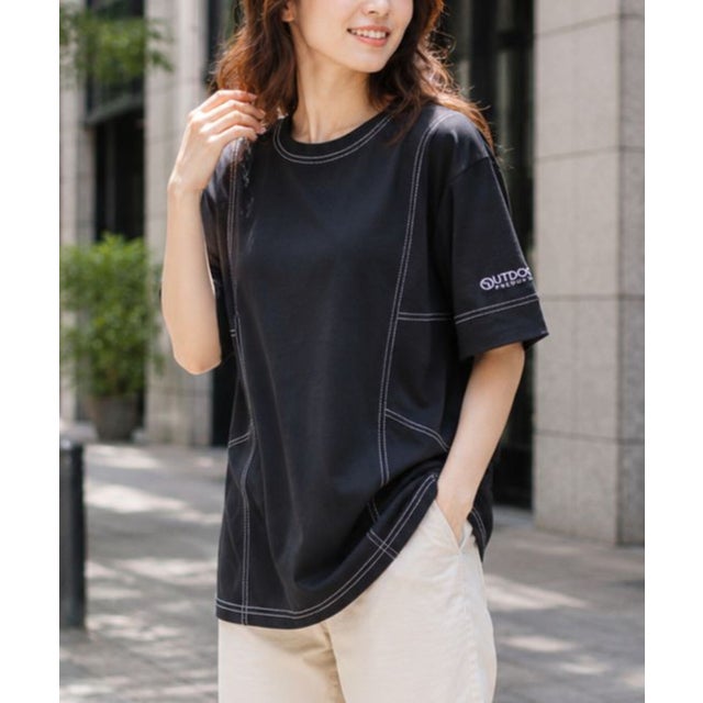 UVカラーステッチアクティブTシャツ （ブラック）