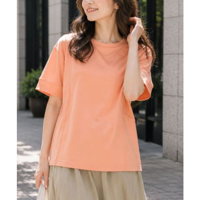 UVカラーステッチアクティブTシャツ （アプリコット）