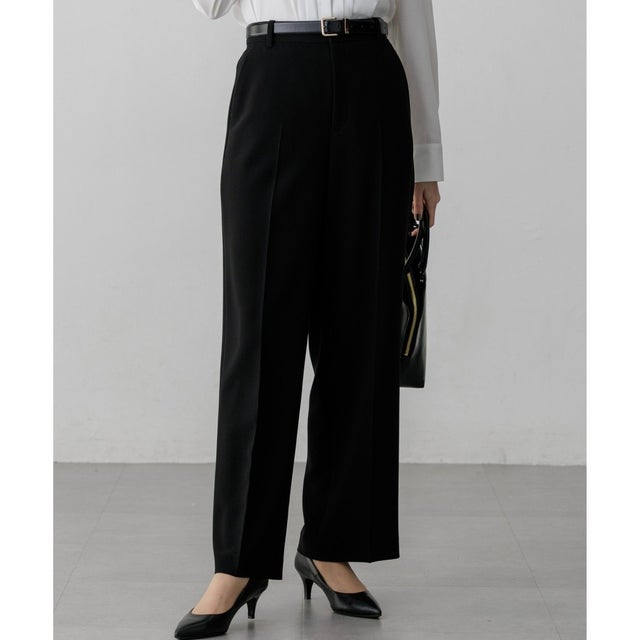 【VERY・CLASSY.・LEE掲載/セットアップ対応】トリアセダブルジョーゼット フルレングス パンツ （ブラック系）