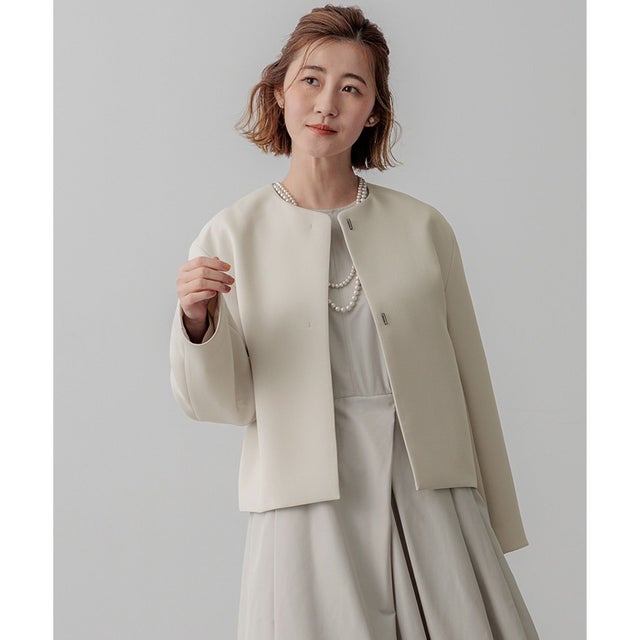 【VERYコラボ】ストレッチトリプルクロス ノーカラージャケット （ベージュ系）