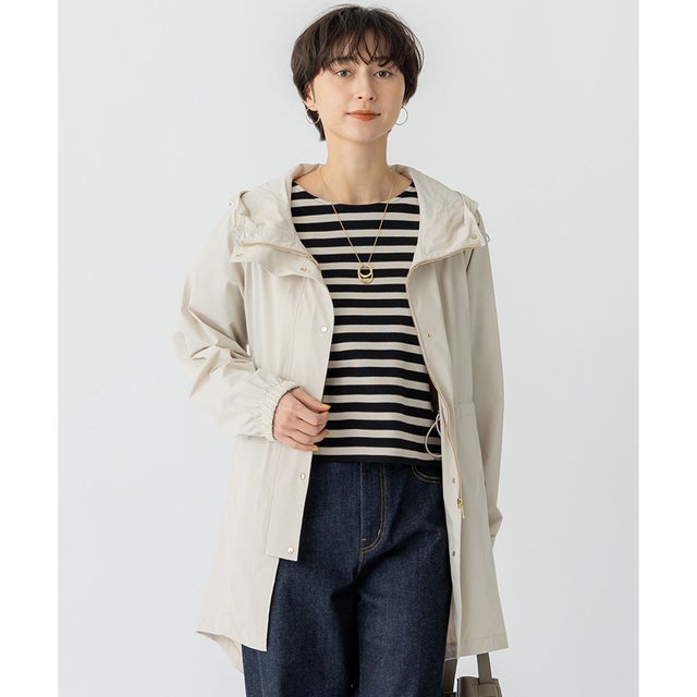 【撥水加工】ナイロン2WAYストレッチ フーデットアウター （ベージュ系）