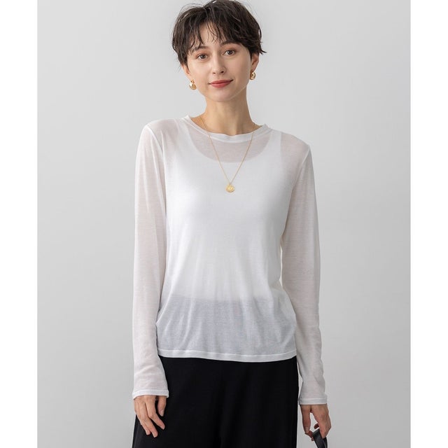 【Oggi5月号掲載/洗える】シアー レイヤード TEE （ホワイト系）