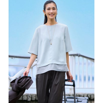 23区 S 【VERY・Oggi掲載】ストレッチジョーゼット シアーコンビ カットソー （ネイビー系）｜詳細画像