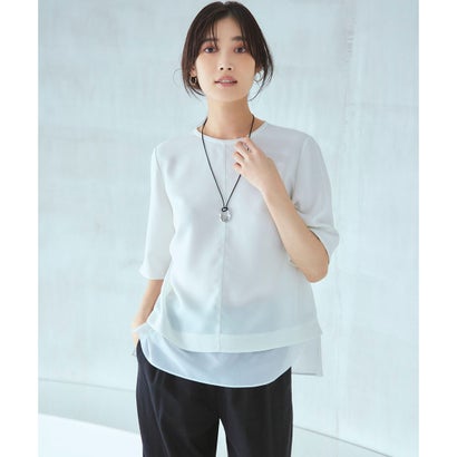 23区 S 【VERY・Oggi掲載】ストレッチジョーゼット シアーコンビ カットソー （ネイビー系）｜詳細画像