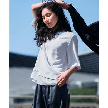23区 S 【VERY・Oggi掲載】ストレッチジョーゼット シアーコンビ カットソー （ネイビー系）｜詳細画像