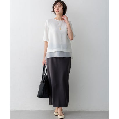 23区 S 【VERY・Oggi掲載】ストレッチジョーゼット シアーコンビ カットソー （ネイビー系）｜詳細画像