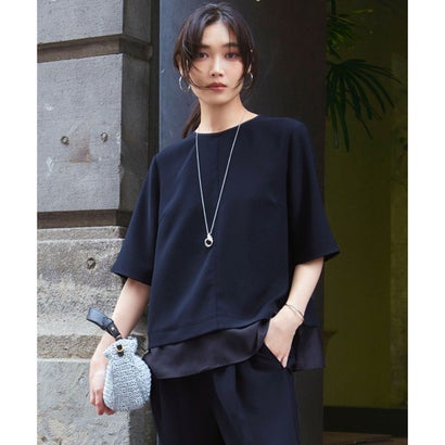 23区 S 【VERY・Oggi掲載】ストレッチジョーゼット シアーコンビ カットソー （ネイビー系）｜詳細画像