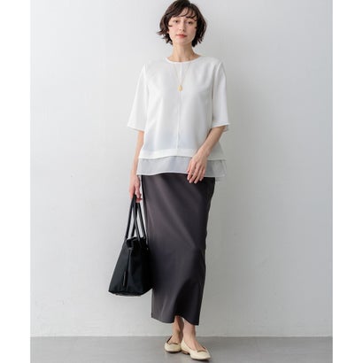 23区 S 【VERY・Oggi掲載】ストレッチジョーゼット シアーコンビ カットソー （ネイビー系）｜詳細画像