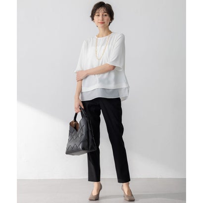 23区 S 【VERY・Oggi掲載】ストレッチジョーゼット シアーコンビ カットソー （ネイビー系）｜詳細画像