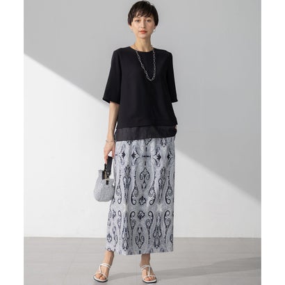 23区 S 【VERY・Oggi掲載】ストレッチジョーゼット シアーコンビ カットソー （ネイビー系）｜詳細画像