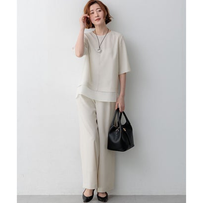 23区 S 【VERY・Oggi掲載】ストレッチジョーゼット シアーコンビ カットソー （ネイビー系）｜詳細画像
