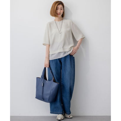 23区 S 【VERY・Oggi掲載】ストレッチジョーゼット シアーコンビ カットソー （ネイビー系）｜詳細画像