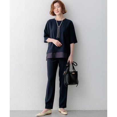 23区 S 【VERY・Oggi掲載】ストレッチジョーゼット シアーコンビ カットソー （ネイビー系）｜詳細画像