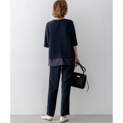 23区 S 【VERY・Oggi掲載】ストレッチジョーゼット シアーコンビ カットソー （ネイビー系）｜詳細画像