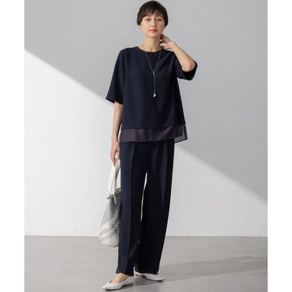 23区 S 【VERY・Oggi掲載】ストレッチジョーゼット シアーコンビ カットソー （ネイビー系）｜詳細画像