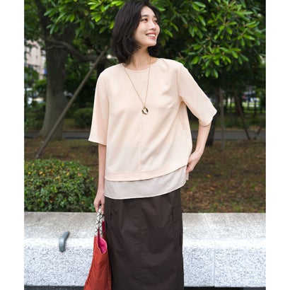 23区 S 【VERY・Oggi掲載】ストレッチジョーゼット シアーコンビ カットソー （ネイビー系）｜詳細画像