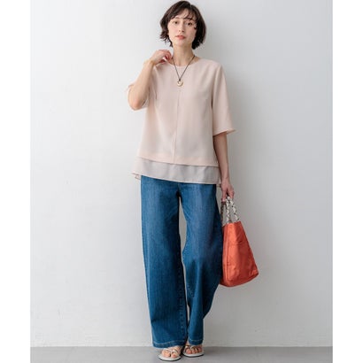 23区 S 【VERY・Oggi掲載】ストレッチジョーゼット シアーコンビ カットソー （ネイビー系）｜詳細画像